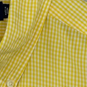 RALPH LAUREN Shirt Mens L BLAKE Gingham Check Button Up Woven Cotton Yellow